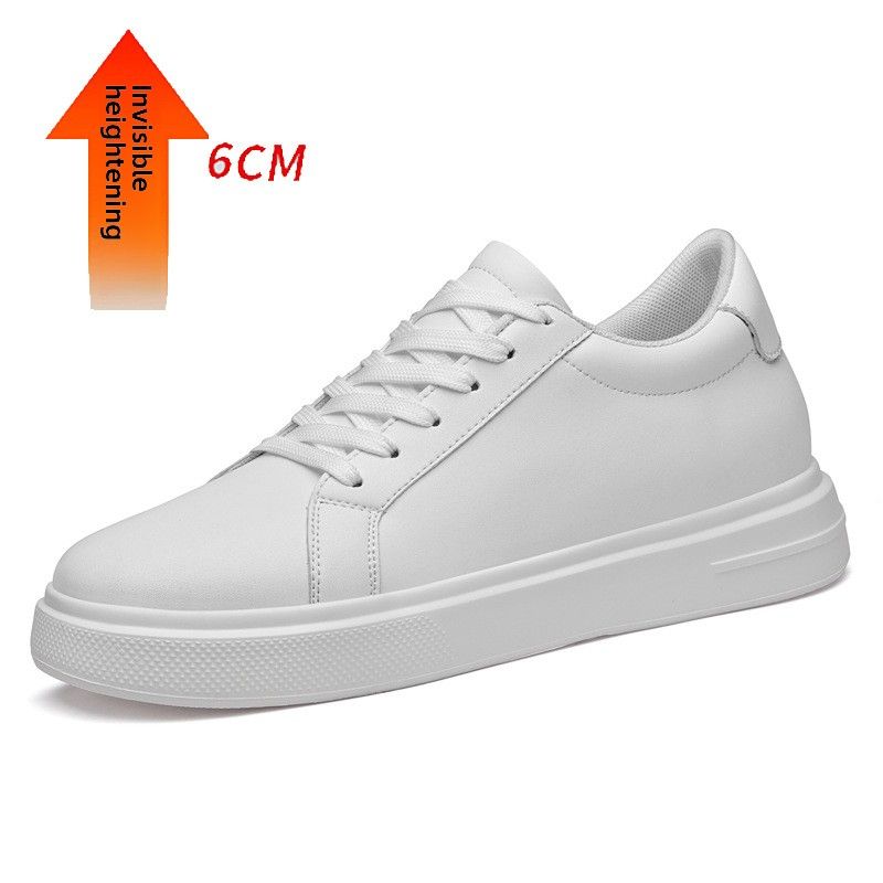 Invisible Heightening Board Shoes Men's Large Size First Layer Cowhide White Shoes Student Breathable Casual Shoes_vogvips.com