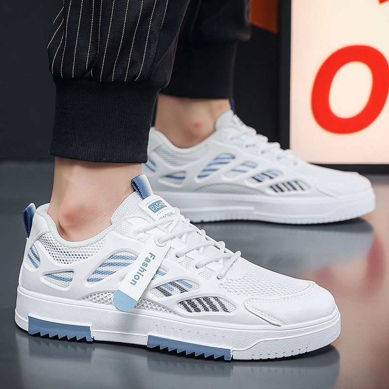 Breathable Mesh Sports Men's Shoes 2024 New Fashion Versatile White Shoes Men's Korean Version Student Sneakers Drop Shipping_vogvips.com