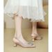 French Style Square High Heels Thin New Summer Backless Single Shoes Mid Heel Patent Leather Red One Strap Closed Toe_vogvips.com