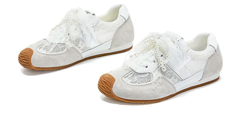 Genuine Leather Lace Dexun Shoes For Women 2025 Spring New Style With Skirt Mesh Breathable Pearl All Match Forrest Gump Shoes Sneakers_vogvips.com
