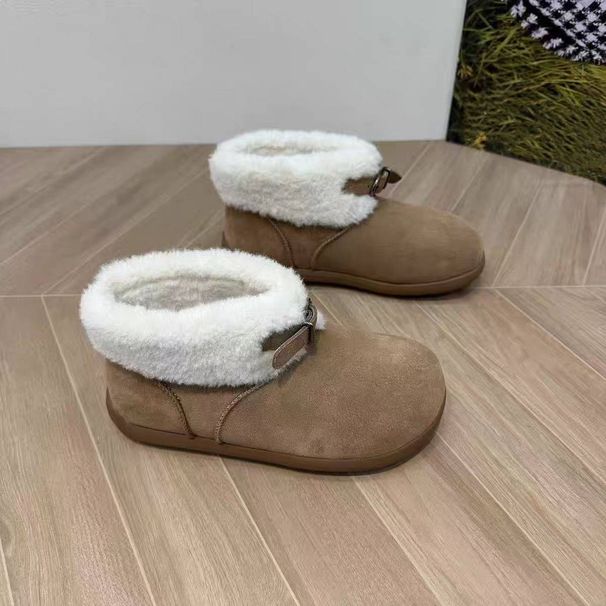 Snow Boots Women's New Autumn And Winter 2024 Fashion And Casual Versatile Plush Ankle Boots And Fleece Cotton Shoes For Women_vogvips.com