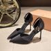 New Black Pointed-toe Slip-on High-heeled Women's Stiletto Shoes, 9.5cm, Hollow, Single Shoe, Sexy Style, Summer Sandals_vogvips.com