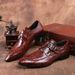 ShoeVault Crocodile Pattern Buckle Business Formal British Style Leather Men's Pointed Toe Single Shoes_vogvips.com