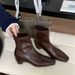 2025 New French Style Square Toe Chunky Heel Short For Women, Height Increasing Slim Boots, Fashionable Boots_vogvips.com