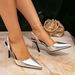 Shoes Women's High Heeled Sandals Fashion Pointed Silver Closed Toe Sandals For Women 2025 Summer New Simple Stiletto High Heeled Women's Shoes_vogvips.com