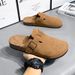 Crestar Fashion Clogs Slippers For Women Classic Suede Men Mules Cork Footbed Leather Potato Shoes With Arch Support_vogvips.com