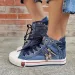 Women New Denim Flat-heel Round Toe Lace-up Skull Metal Decoration High-top Comfortable Fashion Classic Platform Casual_vogvips.com