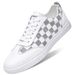 Large Size Cowhide Board Shoes Men's Plaid White Shoes British Casual Sports Shoes_vogvips.com