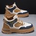 European Warm Series Patchwork Martin Autumn Winter New Thick Sole Height Increasing Lace-up Outdoor Sports Leather Men's Boots_vogvips.com
