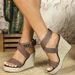 Women’s Shoes Popular Summer New Large Size Rope Woven Wedge Heel Women's Sandals Large Size Spot_vogvips.com