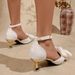 2026 New Model Pointed Toe Bow Hollow Out Women's Shoes, Foreign Trade Summer Large Size Thin Heel Strap Mid-Heel Shoes_vogvips.com