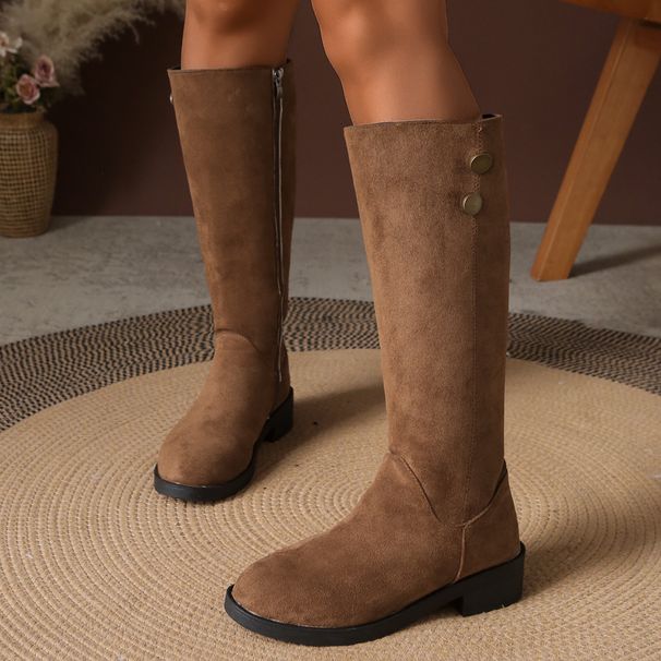 Autumn European American Style Plus Size Over-The-Knee Suede Boots With Side Zipper British Slim Fit Women's_vogvips.com