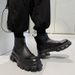 Men's Mid-top White High-top Leather Boots Thick Soled Leather Boots_vogvips.com