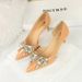 638-AH19 Light Luxury Banquet Women's High Thin Heels, Shallow Mouth, Sharp Point Side Hollow Water Diamond Bow Tie_vogvips.com