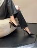 2024 Spring/Summer New Black Pointed High Heels For Women, Elegant Patent Leather Stiletto Sexy Metal Open Back Closed_vogvips.com