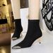 Women's Shoes Banquet Light Luxury Women's Boots Slim Pedicure Short Boots Suede Metal Head Winter Short Boots_vogvips.com