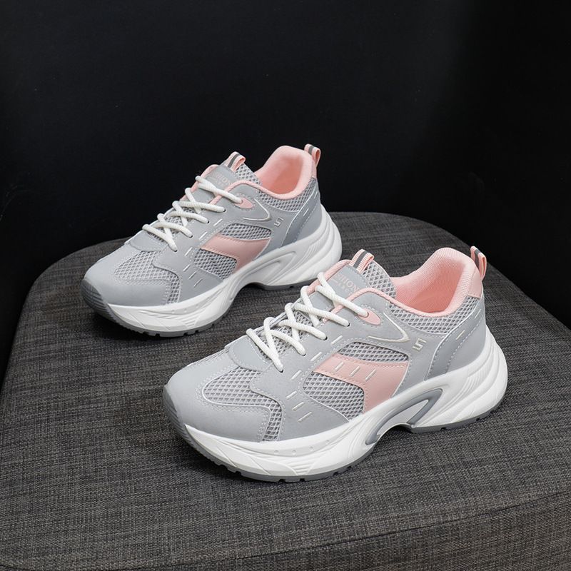 Ins Korean Version Mesh Dad For Women 2025 Spring New Breathable Female Student Sports Height Increasing Casual Shoes_vogvips.com