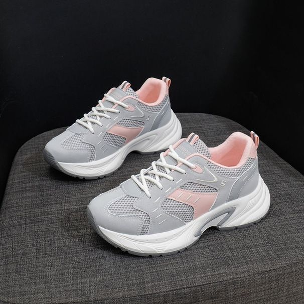 Ins Korean Version Mesh Dad For Women 2025 Spring New Breathable Female Student Sports Height Increasing Casual Shoes_vogvips.com