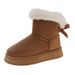 Fleece-Lined Thickened Snow Boots Slip-On 2025 Winter New Thick-Soled Furry Mouth Bowknot Warm Large Size Cotton Shoes_vogvips.com