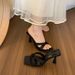 Fashionable Square-Toed Cross-Strap Open-Toed Thin-Heeled High-Heel Sandals Women, 2025 Summer New Style, Suitable For_vogvips.com