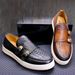 Men's Shoes Double Buckle Casual Leather Shoes Genuine Leather Loafers Men's Comfortable Flat Shoes Daily Versatile Slip On_vogvips.com