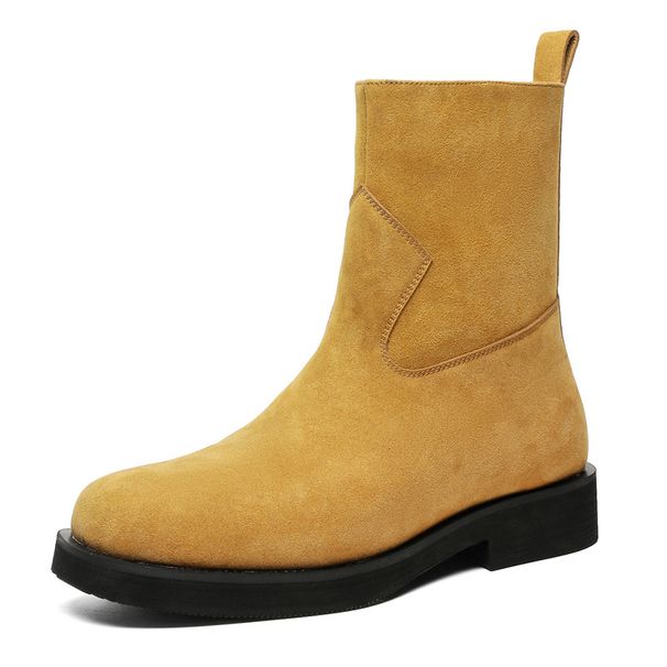 Retro Thick-soled Heightening Anti-velvet Leather Tooling Boots Niche Design Outdoor Martin Boots Men's Boots_vogvips.com