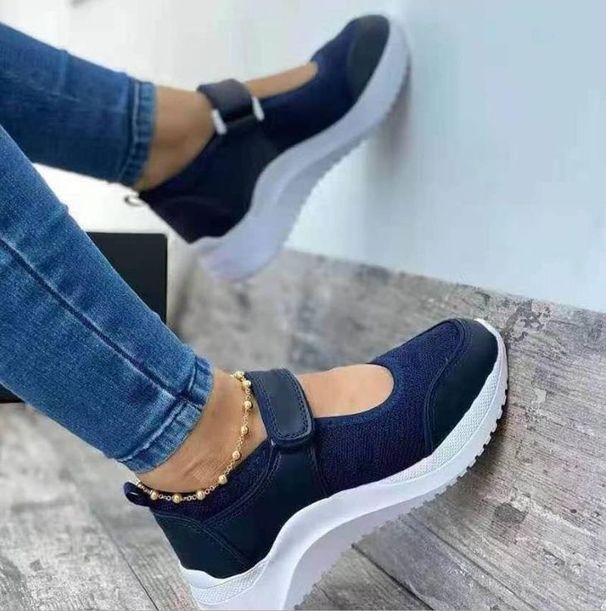 New Single Shoe Women's 2021 Summer New Slope Heel Velcro Casual Large Sports Shoes_vogvips.com