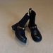 Britih Thick-Soled Chunky Mid-Heel Short For Women 2024 New Style Outdoor Round-Toe Patchwork Sock Loafer Stretch_vogvips.com