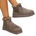 2025 Autumn Winter New European American Style Solid Color Slip-On Thick Sole Snow For Women With Fleece Lining Round_vogvips.com