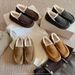 Niche Velvet Light Mouth Suede Lazy Loafers Women's Flat-bottomed Warm Cotton Shoes_vogvips.com