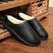 Winter New Home Anti Slip Soft Sole Leather Waterproof Men's Shoes Indoor Warmth And Velvet Comfortable Cotton Slippers_vogvips.com