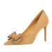 9511-H30 Elegant Light Luxury Pointed High Heels Water Diamond Bow Women's Suede Shallow Mouth Fine Heel Fashion Single_vogvips.com