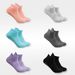 Women's solid color all match short socks with glue, non slip and breathable sports elastic mesh floor socks_vogvips.com