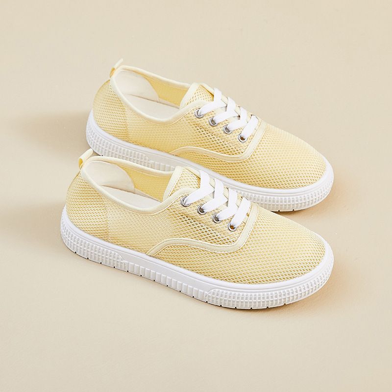 Mesh Little White Shoes Female Students Breathable And Comfortable Flat Casual Board Shoes_vogvips.com
