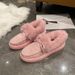 Women's Winter Flats With Bow Detail - Cozy Faux Fur Lined Slip-On Shoes For Casual Comfort, Sizes 36-43 Large Size Fur Shoes Women's Shoes_vogvips.com