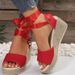 Women's Shoes Fish Mouth Wedge Heel Strap Open Toe Roman Beach Shoes Women Summer New Thick Bottom Platform Cake Large Size Sandals_vogvips.com