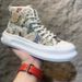 Authentic Product 1:1 INS Trend Fashion High-Top Canvas Shoes New Men's Versatile Thick-Soled Lace-Up Printed Mid-Top Casual Sneakers_vogvips.com