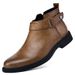 European Warm Series Color-Washed Autumn Winter For Men, Chunky Heel, Large Size Men's Shoes, Casual Leather Boots_vogvips.com