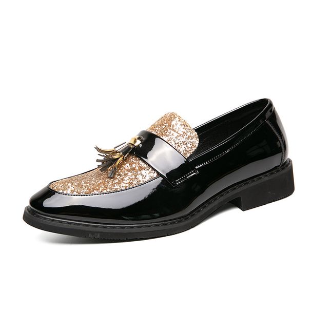 Suitable For All Seasons British Style Tassel Loafers Trendy Men's Slip-On Formal Business Casual Leather Sequin Evening Shoes_vogvips.com