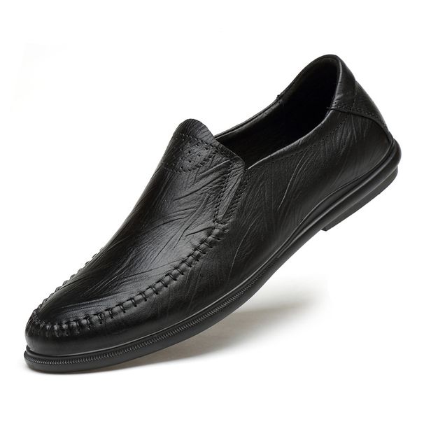 Large Size Three-dimensional Bark Pattern First Layer Doudou Men's Shoes Casual Driving Walking Men's Shoes_vogvips.com