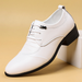 White Men's Elevator Dress Shoes Low-Top Wedding Shoes_vogvips.com