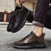 2024 Spring New Crocodile Pattern Leather Casual Trendy Elevated Bottom Lacing Men's Shoes_vogvips.com