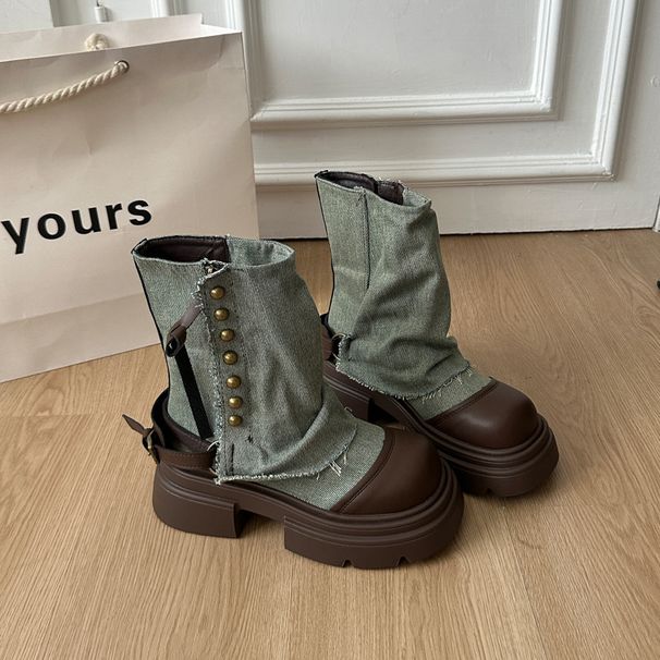 British Style Versatile Thick-Soled Martin For Women, Autumn 2025 New Western Denim Short Boots, Knight Boots_vogvips.com