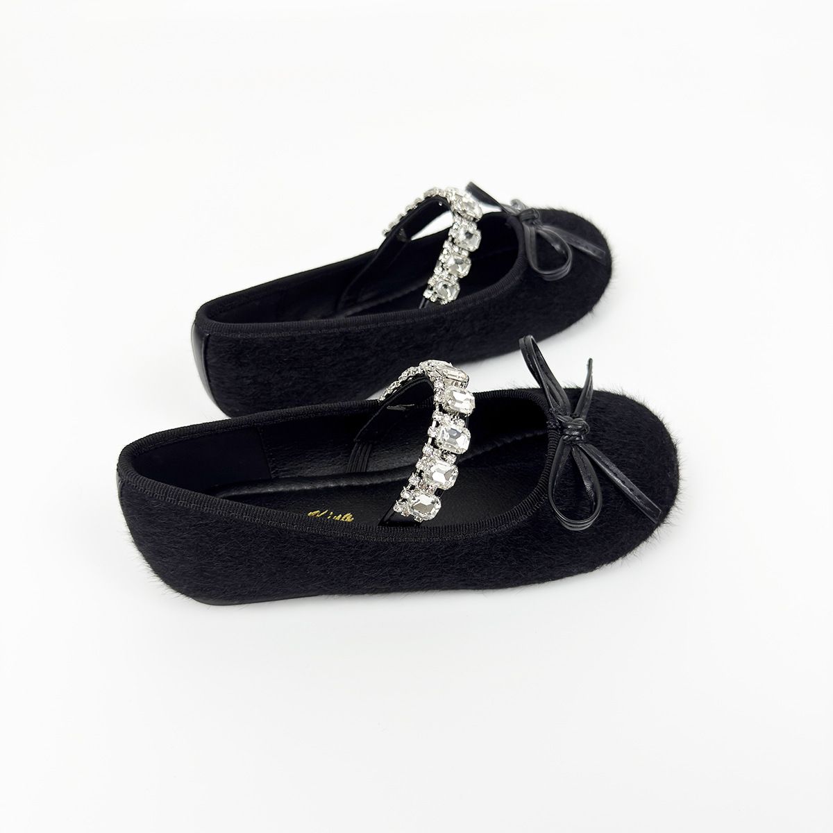 Girls' Flats Children's Single Shoes One Step Soft Sole Rhinestone Shoes Bow Horse Hair Shallow Mouth Comfortable Single Shoes Performance Shoes_vogvips.com