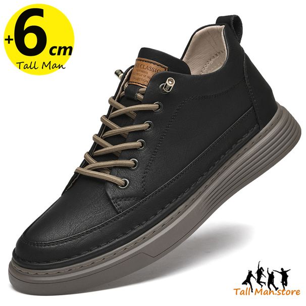 Men Booster Sneakers Chunky Elevator Shoes Height Increase Insole 6cm Man Lift Tall Leather Spring Autumn Plus Size 36-47_vogvips.com