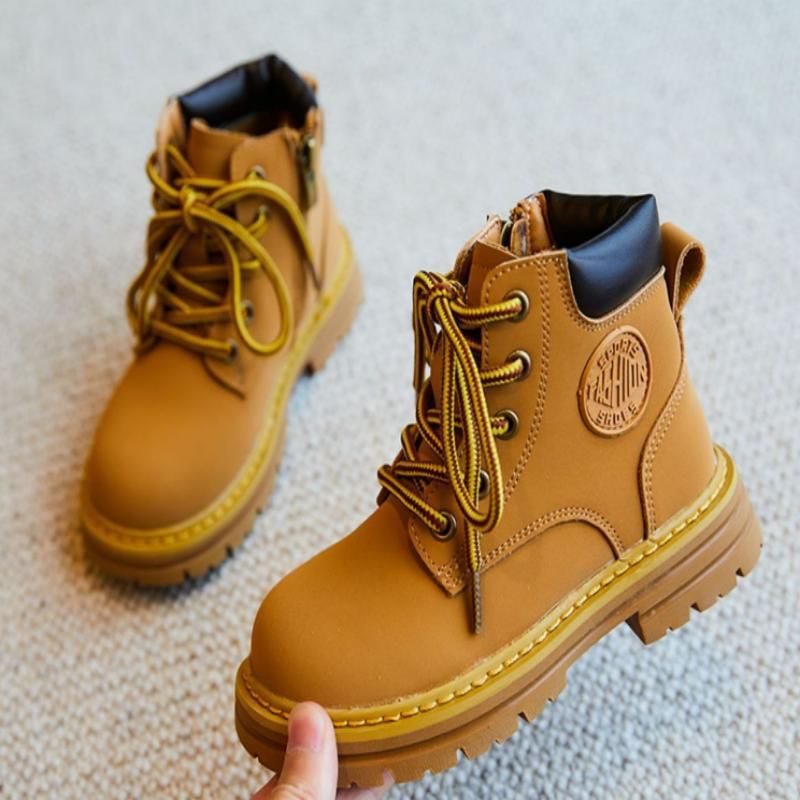Yellow 2022 New Children's Shoes Short Spring And Autumn Martin Boots Boys' British Style Big Kids Genuine Leather Girls_vogvips.com