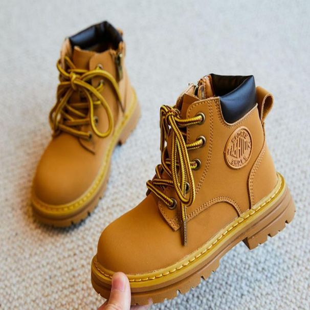 Yellow 2022 New Children's Shoes Short Spring And Autumn Martin Boots Boys' British Style Big Kids Genuine Leather Girls_vogvips.com