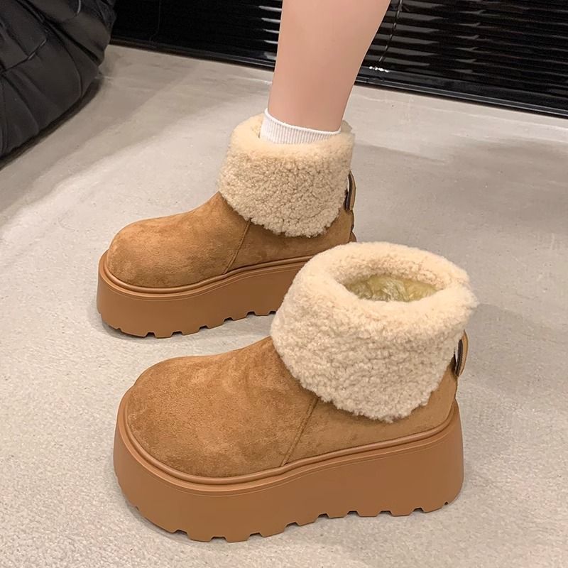 Thick-soled Fashionable Snow Boots For Women 2025. Winter New Style Fleece Cotton Shoes And Boots_vogvips.com
