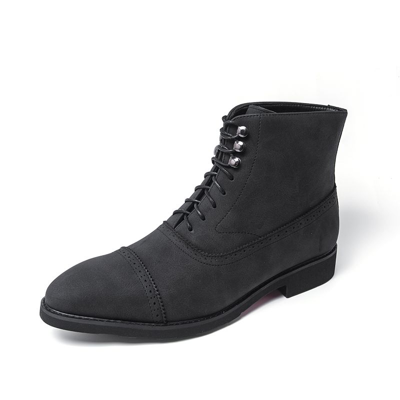 New Fashion Retro Martin Boots Men's Thick Sole Lace-up Business Leather Men's Boots Round Toe Thick Sole High Top Leather Boots Chelsea Short Boots_vogvips.com