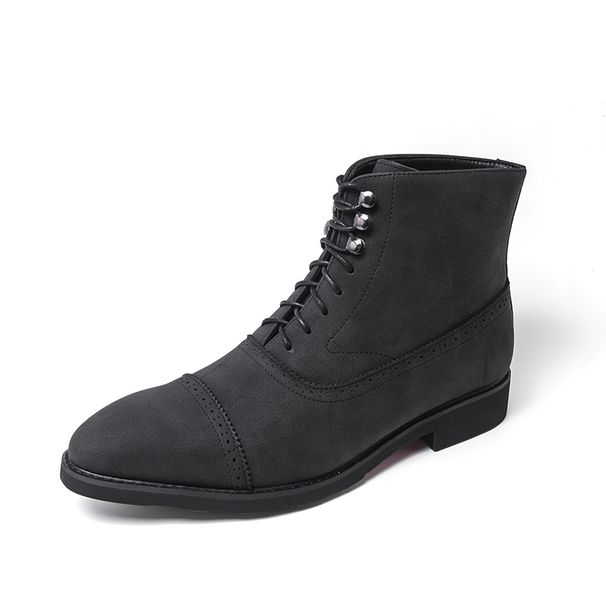 New Fashion Retro Martin Boots Men's Thick Sole Lace-up Business Leather Men's Boots Round Toe Thick Sole High Top Leather Boots Chelsea Short Boots_vogvips.com